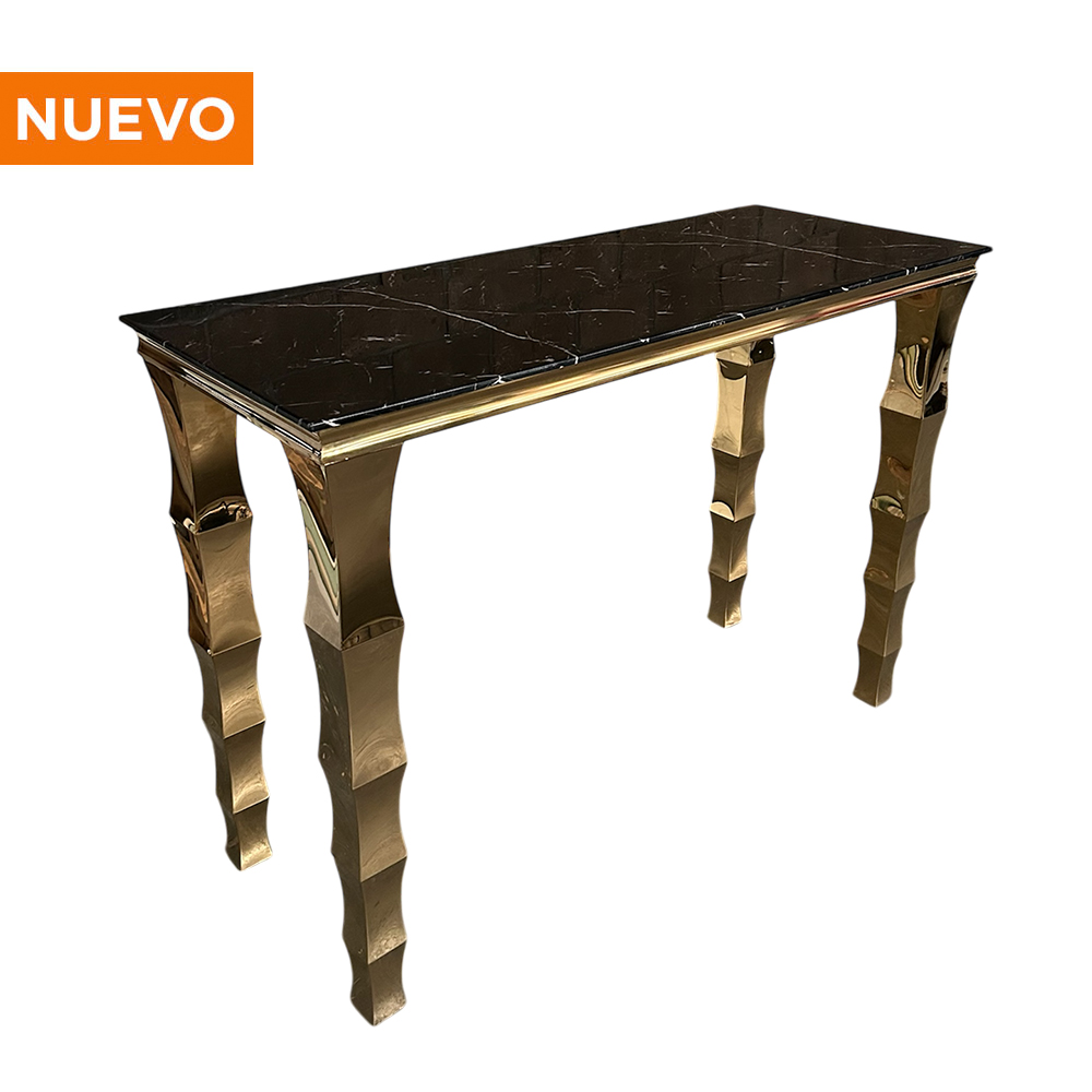Periquera Cromada Gold con Cubierta de Mármol Negro