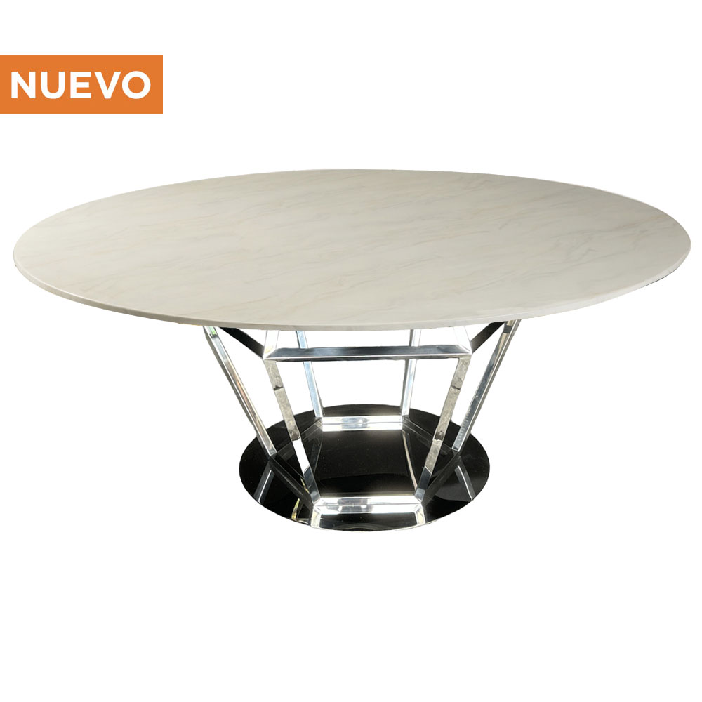 Cubierta Dicori circular blanca con base diamante plateada