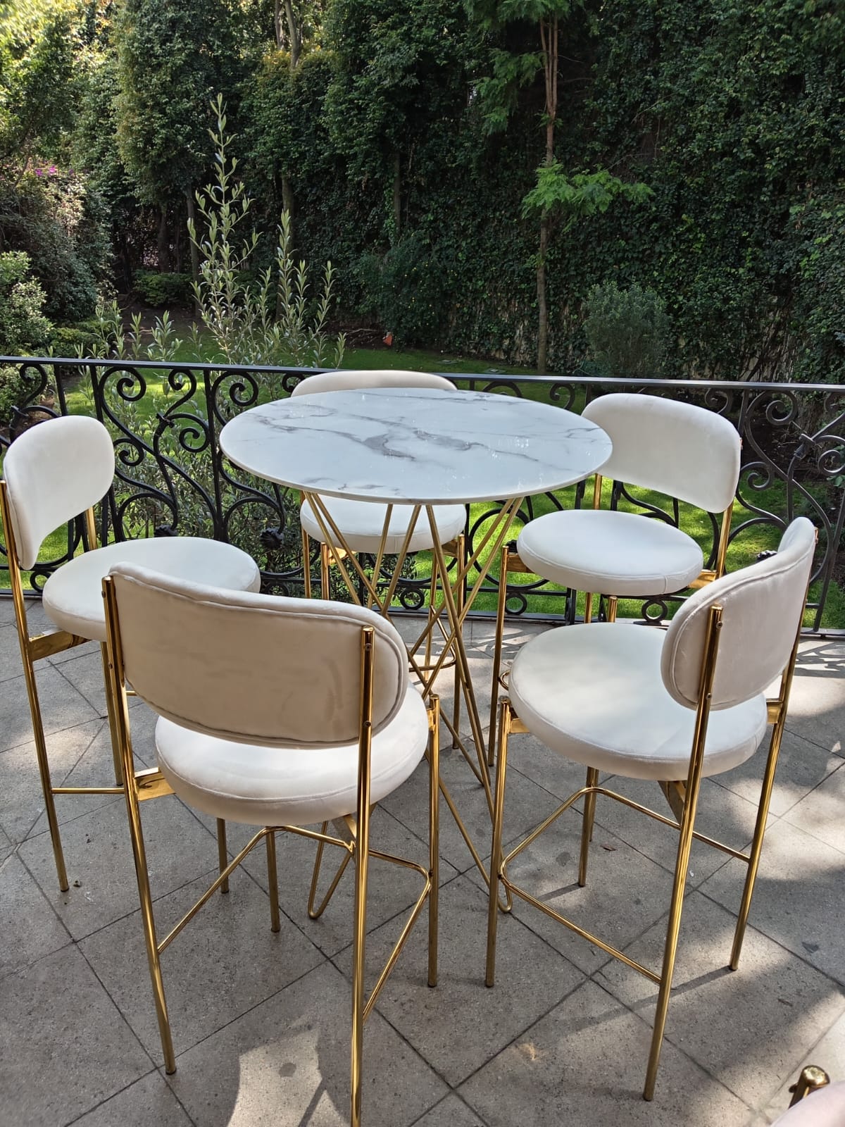 Banco Gold Terciopelo Blanco