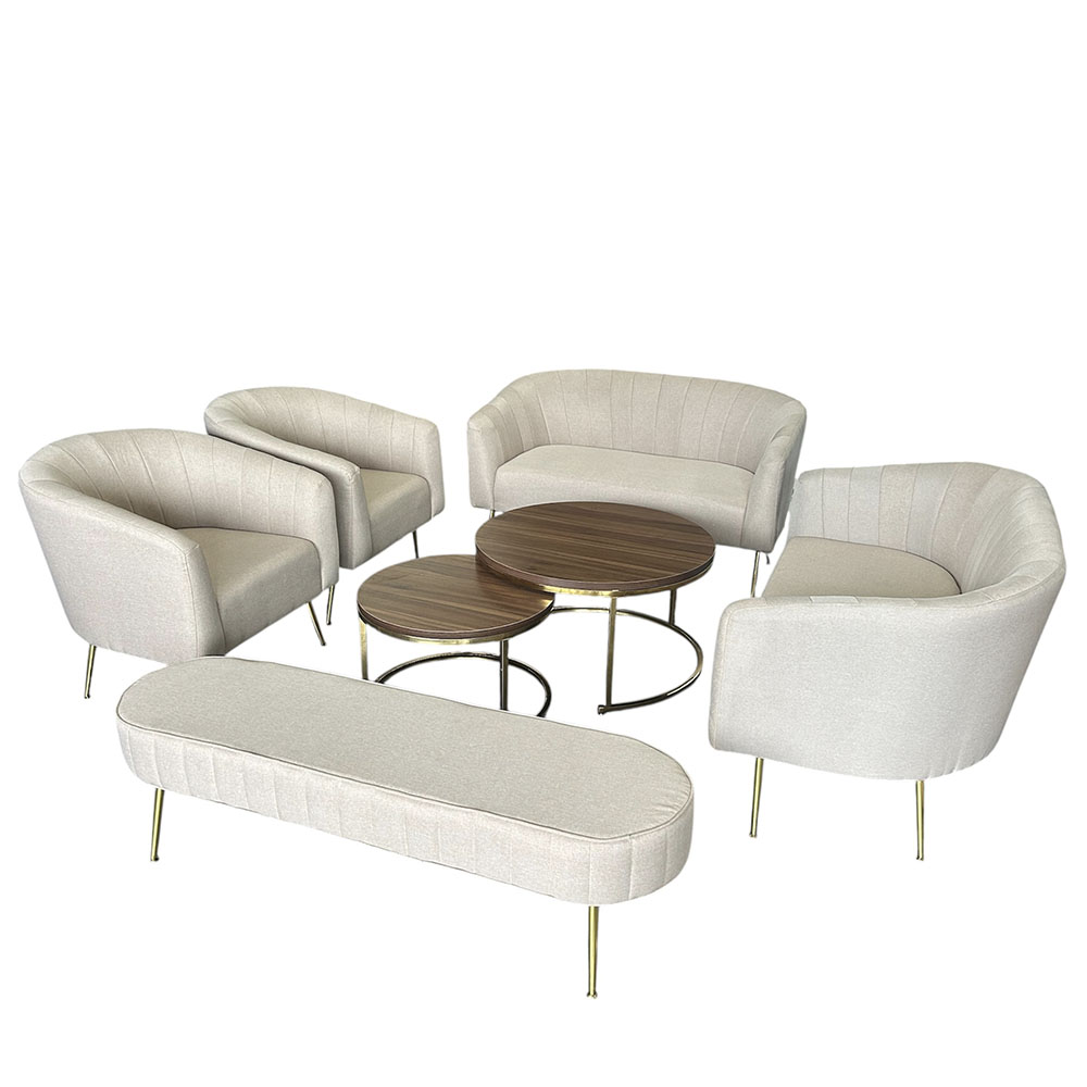 Sala Privé Beige con Mesa de Centro Doble