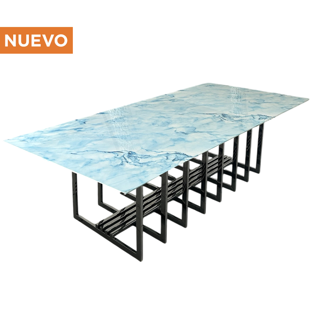 Cubierta Mármol Azul con Base Jaula Gris Oxford