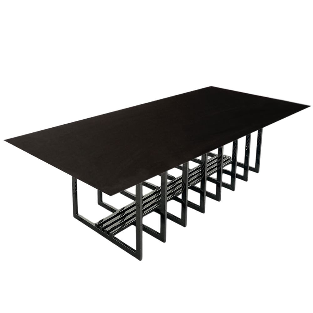 Cubierta rectangular de cristal negro con base jaula oxford