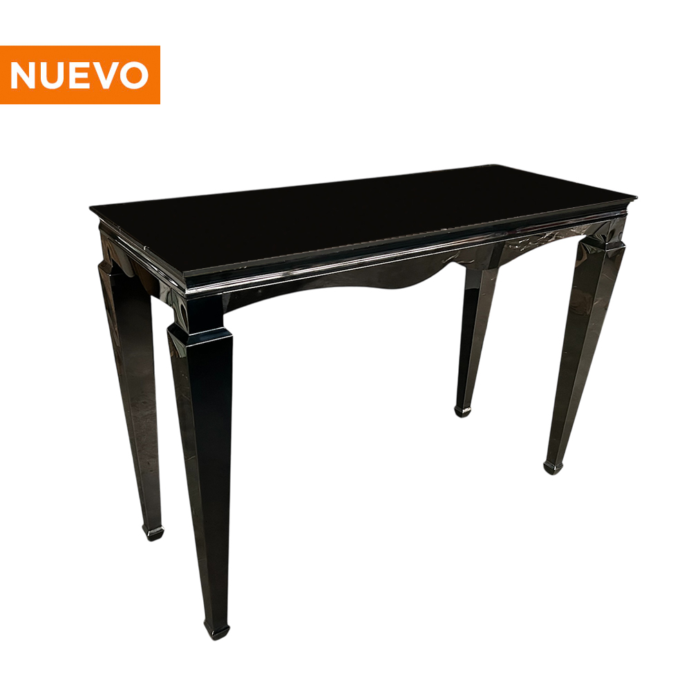 Periquera Cromada Negra con Cubierta de Cristal Negro