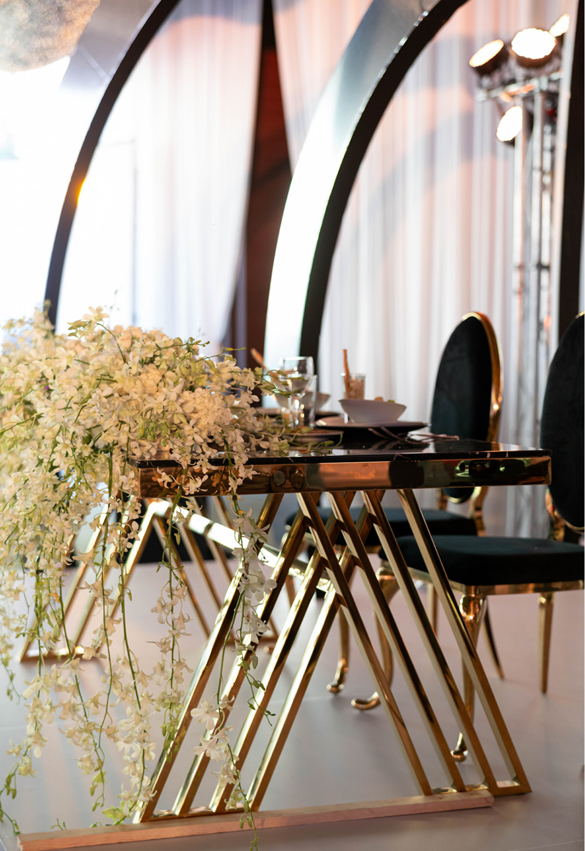 Mesa de novios Deco con cubierta de mármol negro