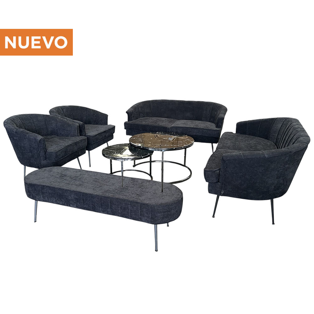 Sala Soho Negra con Mesa Doble de Centro