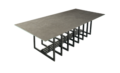 Cubierta de Cristal Tipo Concreto con Base Jaula Oxford
