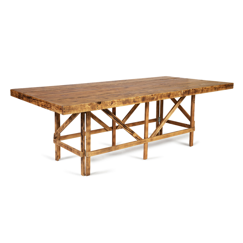 Mesa rectangular de madera quemada