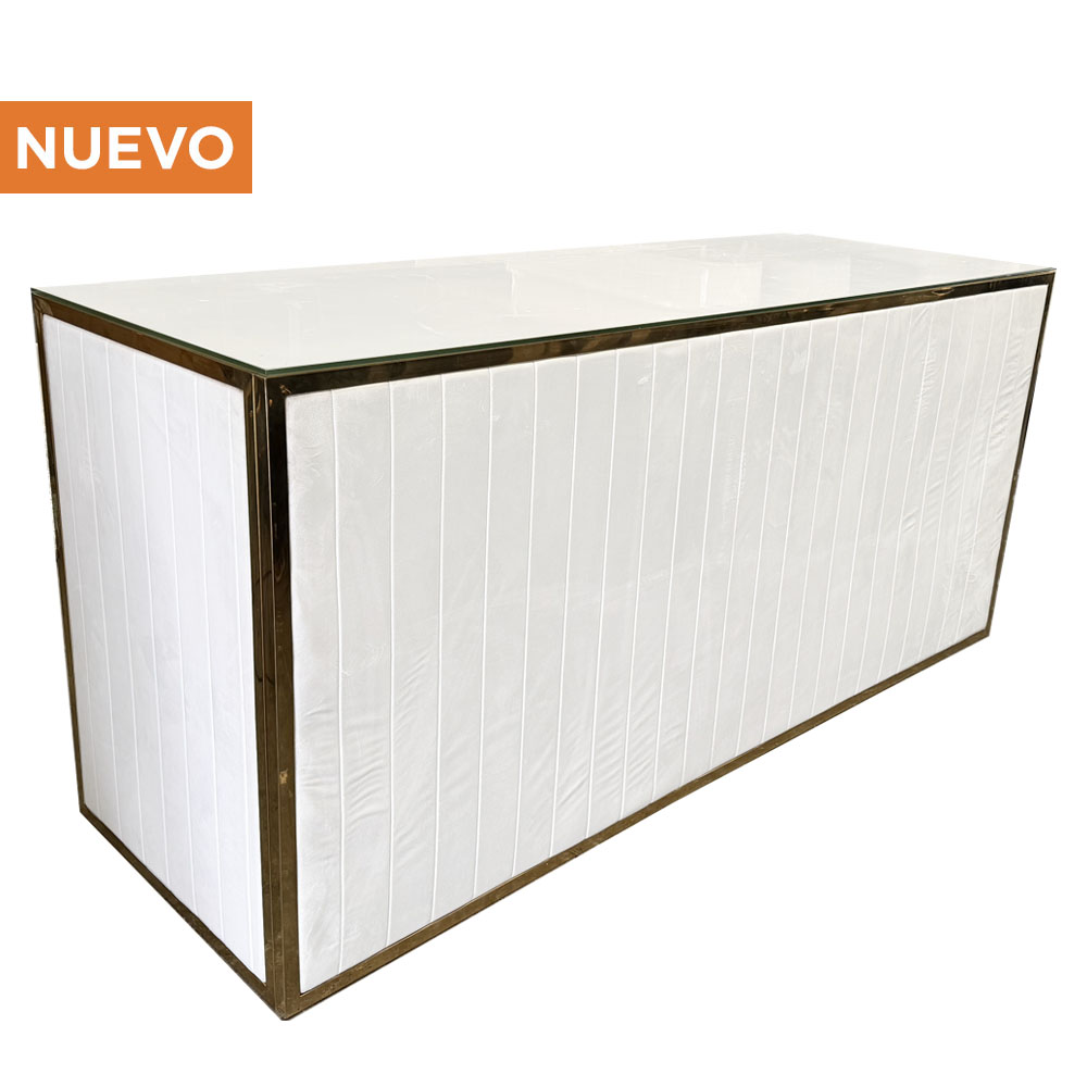Barra de terciopelo blanco con marco dorado