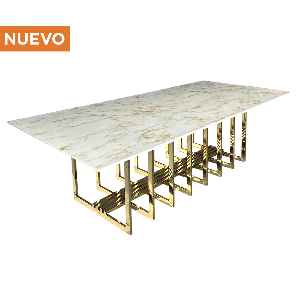 Cubierta de Mármol Calacatta Gold Con Base Jaula Dorada