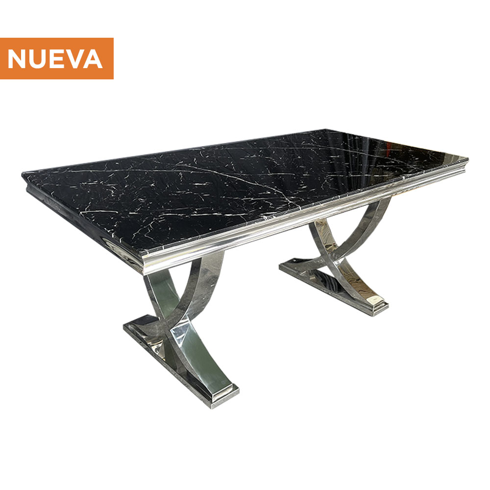 Mesa de novios Copa cromada con mármol negro