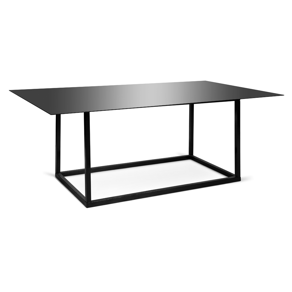 Mesa de cristal negro rectangular