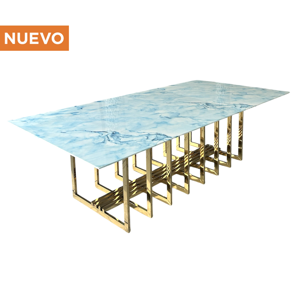 Cubierta Mármol Azul con Base Jaula Dorada