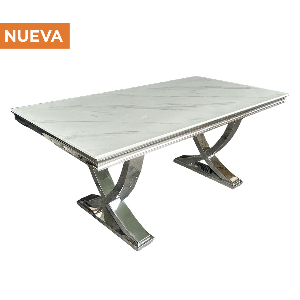 Mesa de novios Copa cromada con mármol blanco