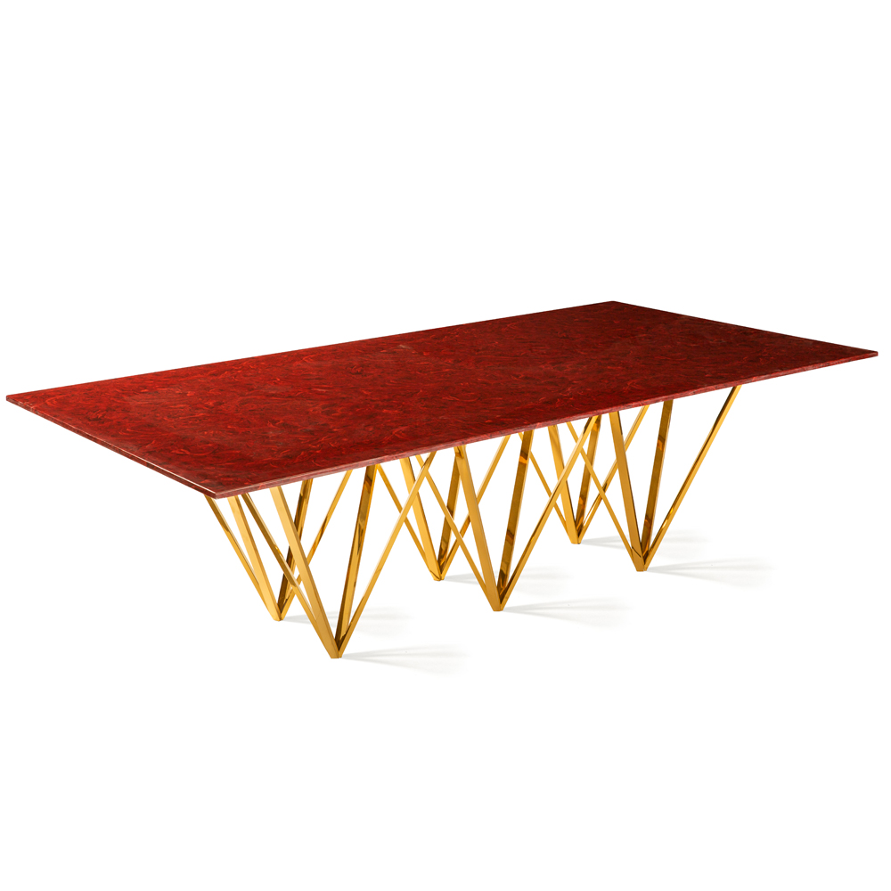 Cubierta Dicori rectangular roja con base piramidal dorada