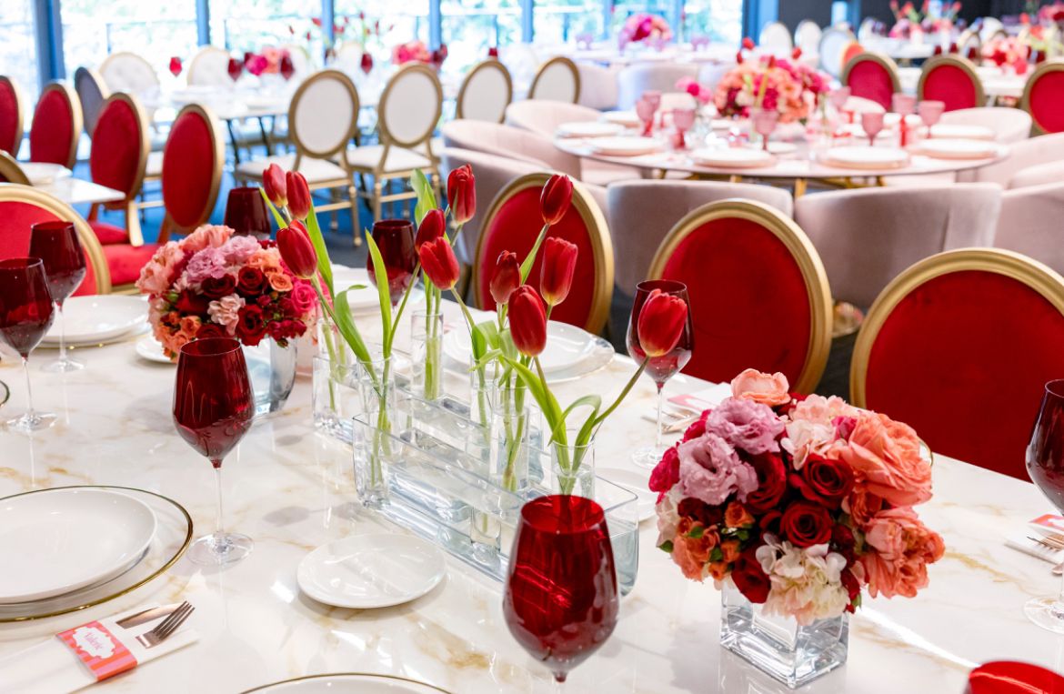 Copas Rojas con poste transparente