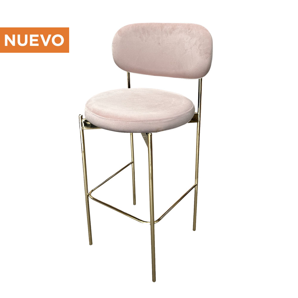 Banco Gold Terciopelo Baby Pink