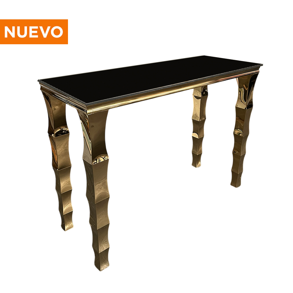 Periquera Cromada Gold con Cubierta de Cristal Negro