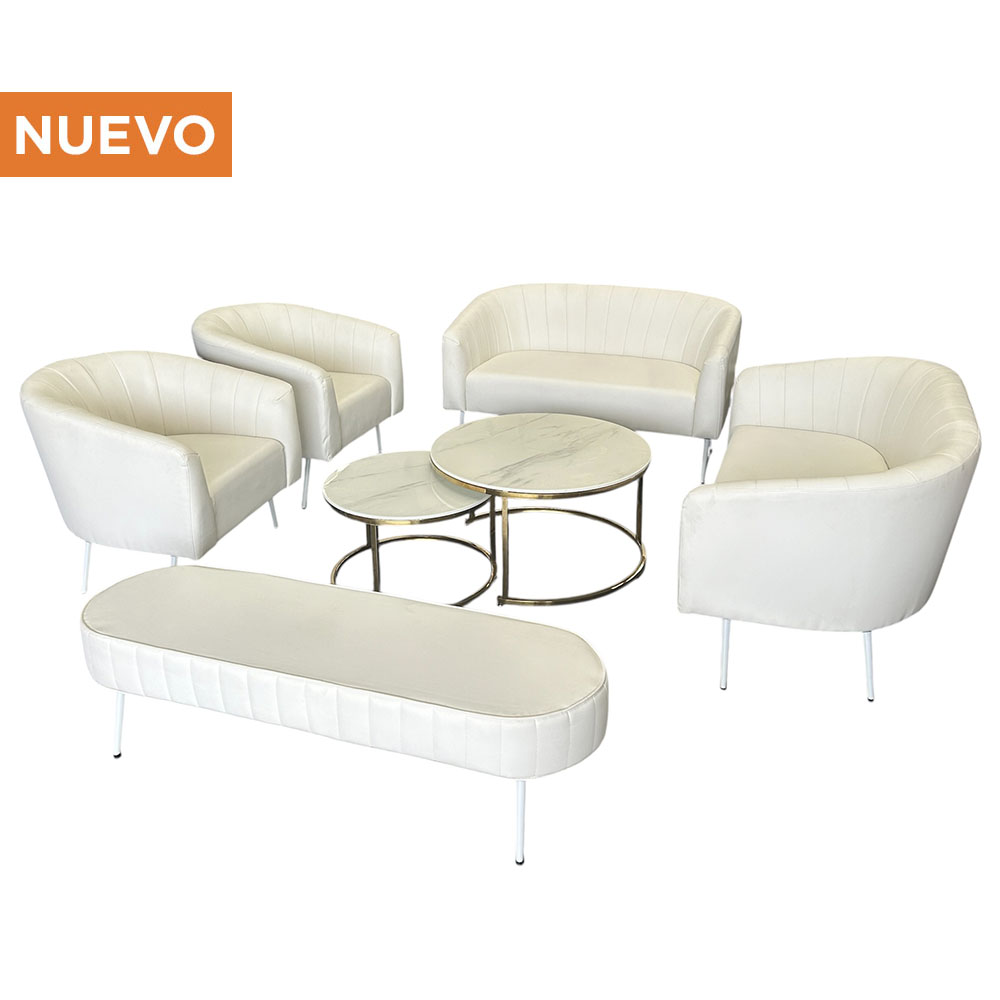 Sala Privé Blanca con Mesa Doble de Centro