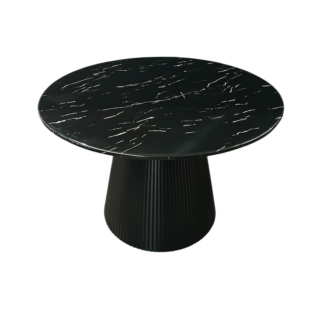 Mesa circular de mármol negra de 1.20 con base negra
