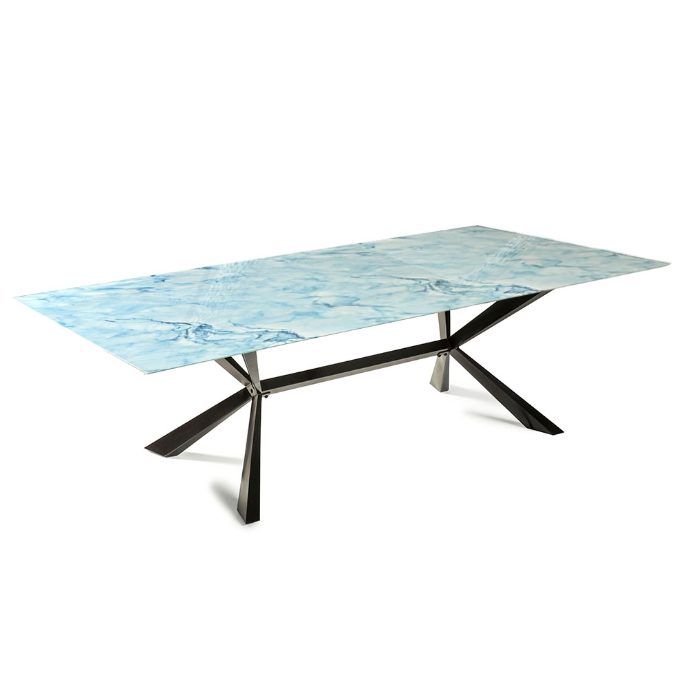 Cubierta Dicori Rectangular de Mármol Azul con Blanco con Base Araña