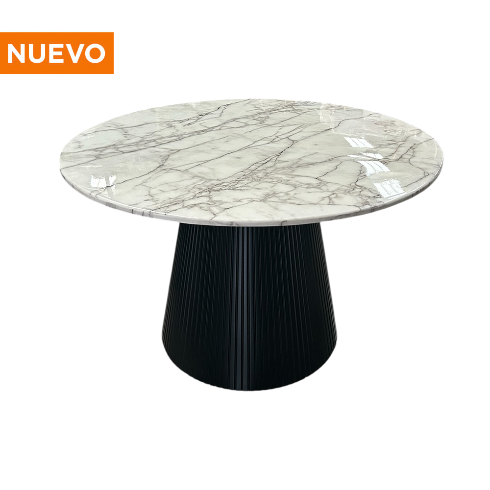 Mesa Mármol Blanco 1.20 con Base Negra