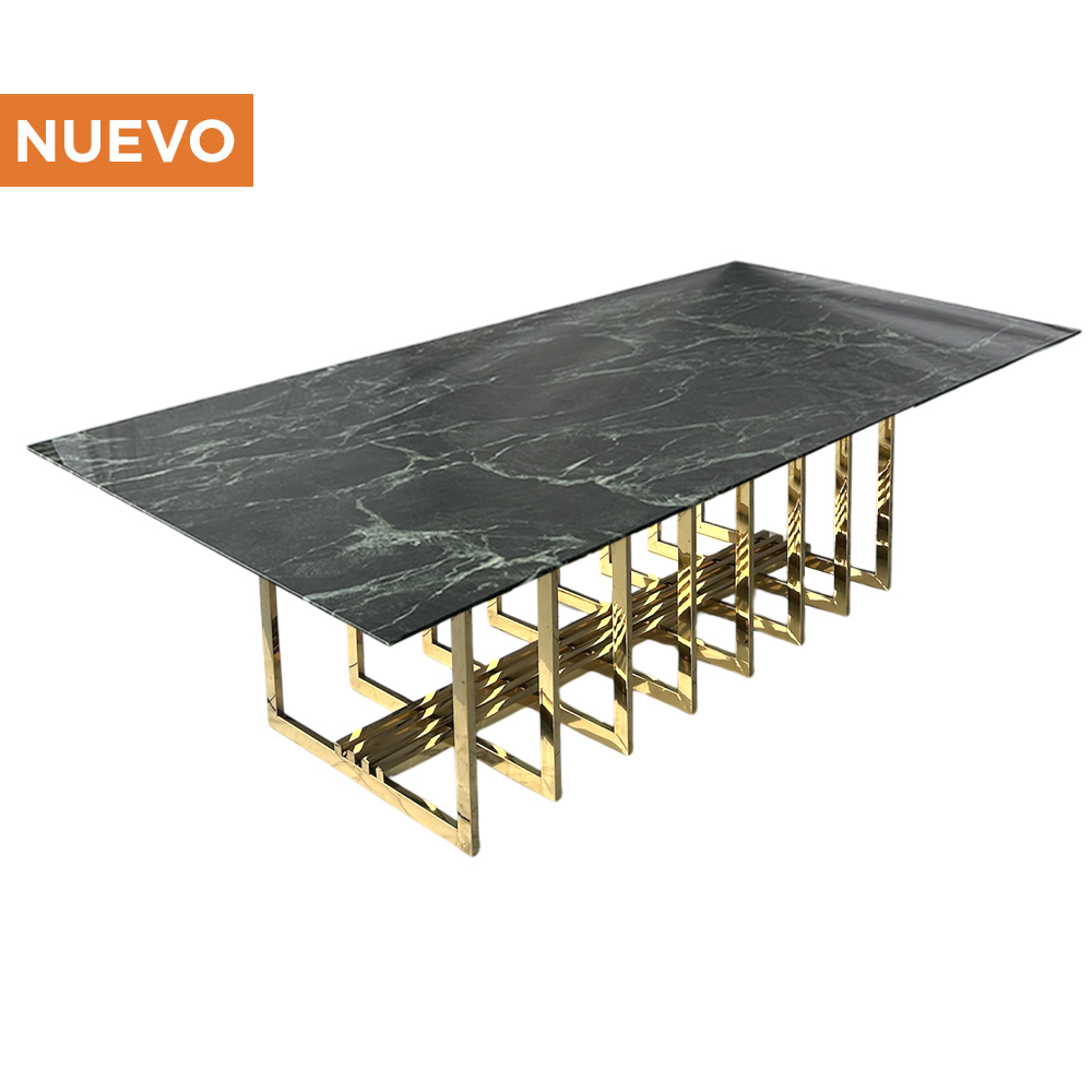 Cubierta de Mármol Verde con base Jaula Dorada