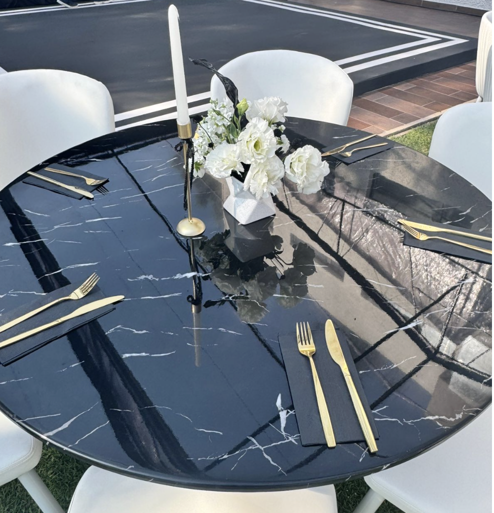 Mesa de Mármol Negra 1.20 con Base Negra