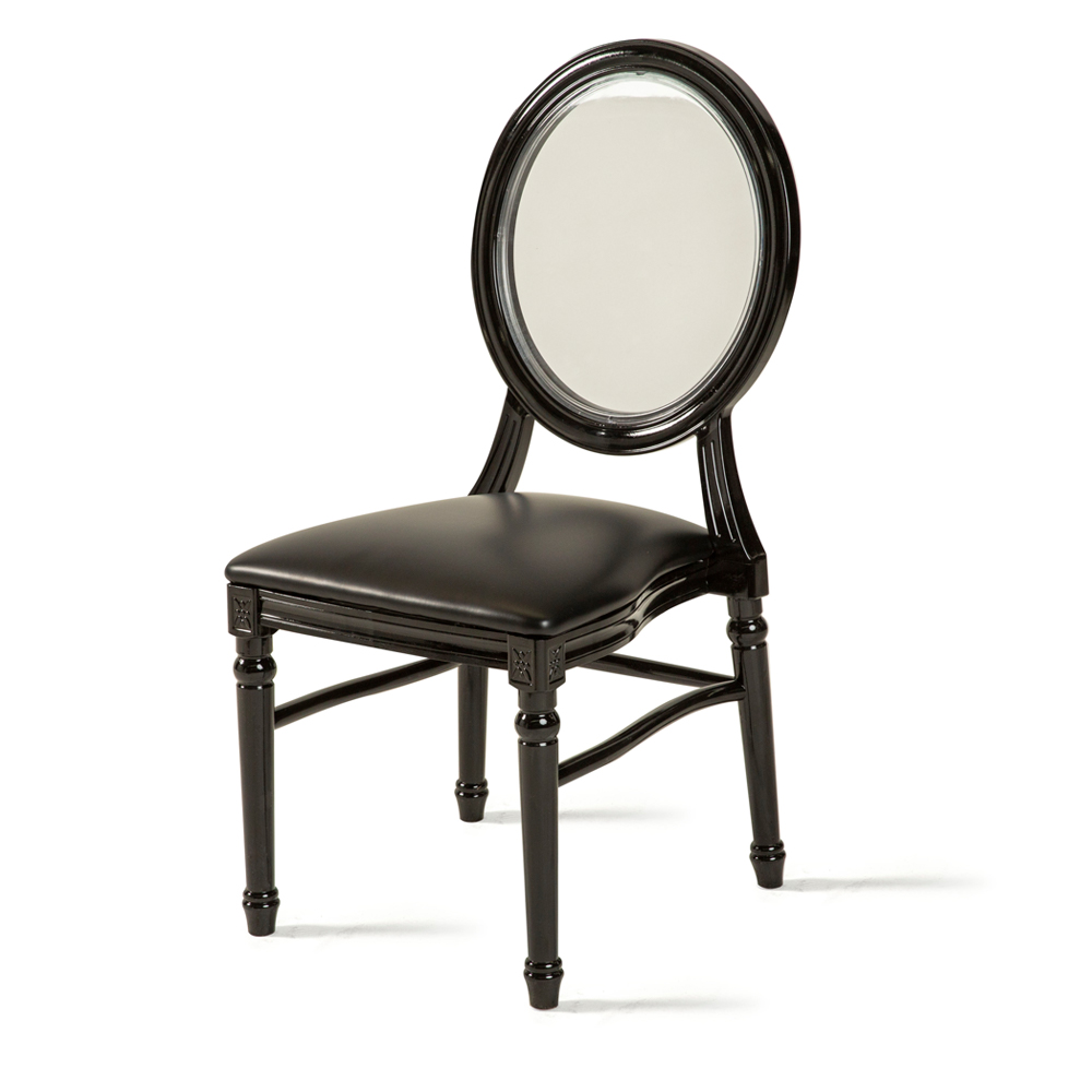 Luis XV Negra con asiento negro y Respaldo transparente